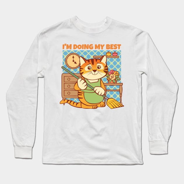 Doing My Best Cat Long Sleeve T-Shirt by Sue Cervenka